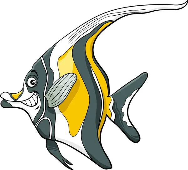 Cartoon Illustration Moorish Idol Fish Sea Life Animal Character — Stock Vector