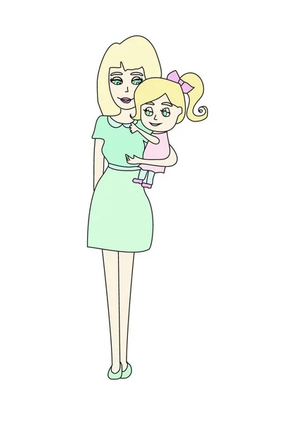 Doodle Mãe Bebê — Vetor de Stock