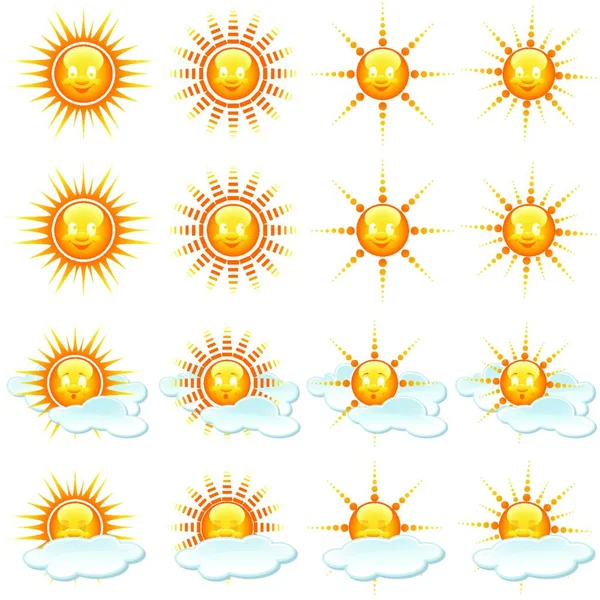 Coleção Sun Weather Icons Ilustrações Abstratas Vetor — Vetor de Stock