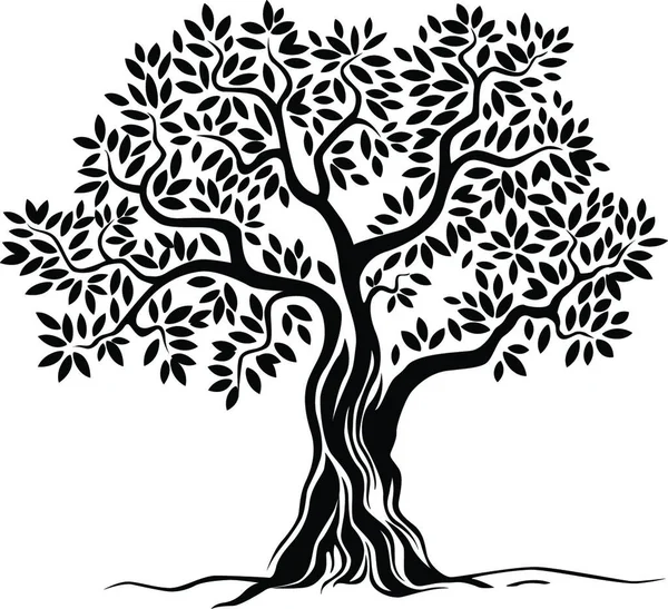 Silueta Árbol Vectorial Aislada Sobre Fondo Blanco — Vector de stock