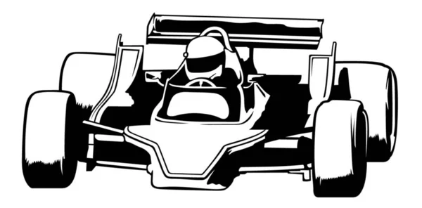 Race Car Driver Black White Illustration Vector — стоковий вектор