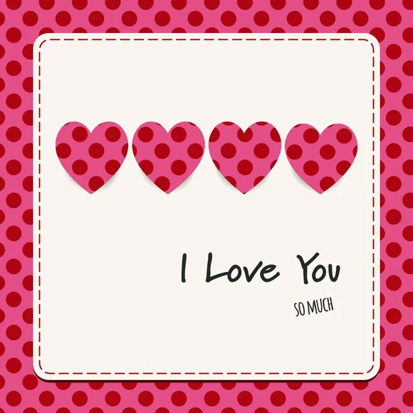 Love You Card Hearts Illustration — Stock Vector