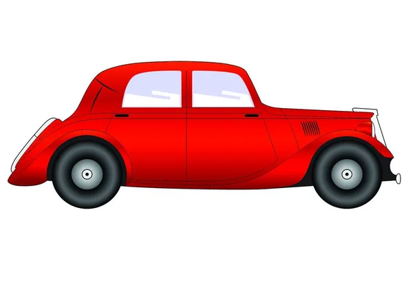Vektor Illustration Coupe Vintage Modell Bil Vit Bakgrund — Stock vektor