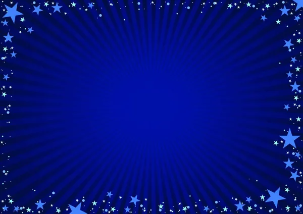 Yıldızlı Çerçeve Mavi Işın Arkaplanı Yıldızlarla Sınırlı Vektör Resimlerstencils — Stok Vektör