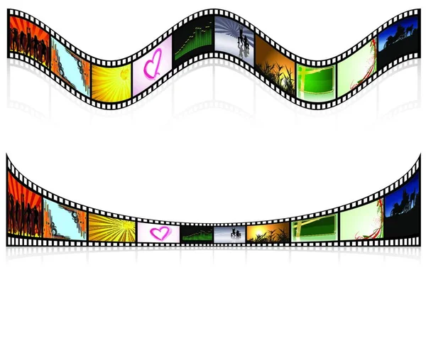 Two Colored Film Strips Detailed Illustration Vector — Stock Vector