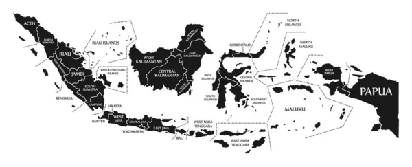Indonesia Map Позначив Чорну Ілюстрацію — стоковий вектор