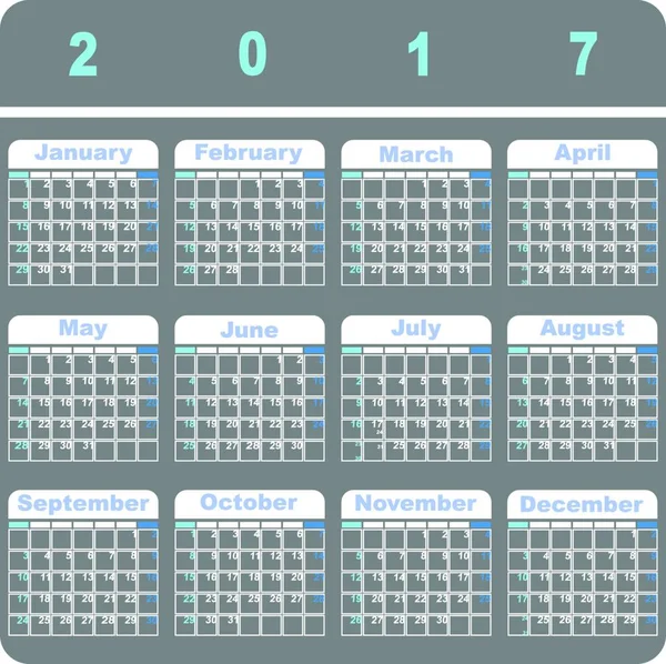 Gemaakt Eenvoudige 2017 Kalender Template Voorraad Vector — Stockvector