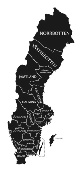 Suède Carte Noir — Image vectorielle