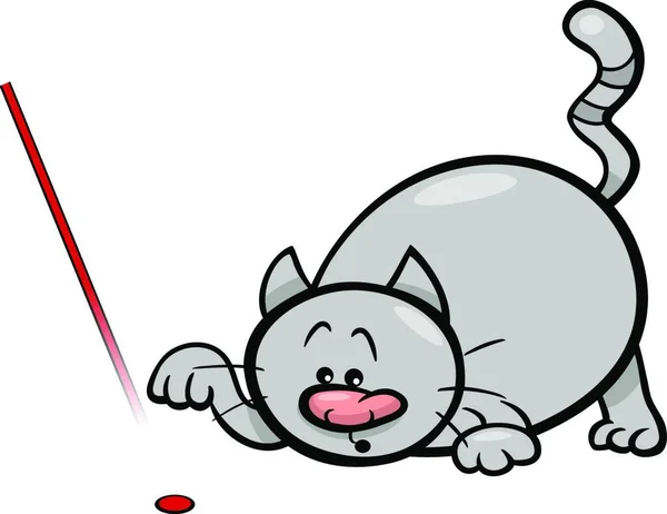 Desenhos Animados Ilustração Gato Jogando Com Ponteiro Laser — Vetor de Stock
