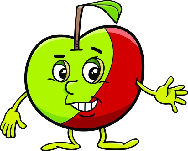 Cartoon Illustration Apple Fruit Food Object Character — Stock Vector