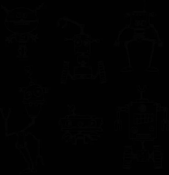 Набір01 Мультфільмів Векторні Каракулі Роботи — стоковий вектор