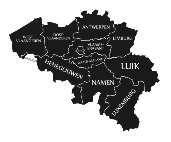 Belgien Karte Mit Schwarzer Abbildung — Stockvektor