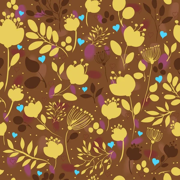 꽃무늬가 갈색의 빈티지 스타일 일러스트레이션 Eps — 스톡 벡터
