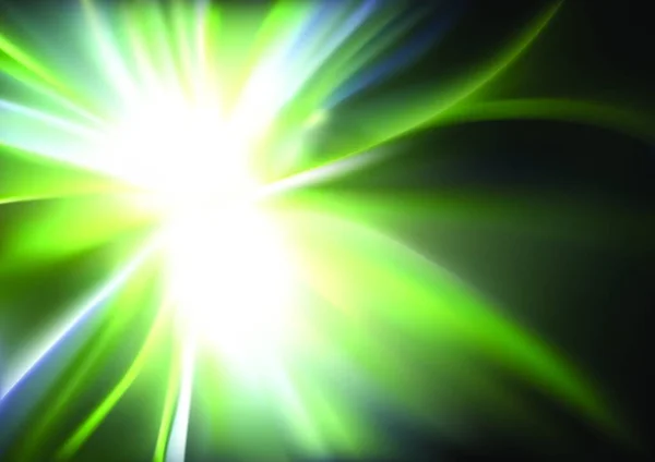 Світлові Промені Зеленим Ефектом Над Темним Тлом Абстрактна Ілюстрація Вектор — стоковий вектор