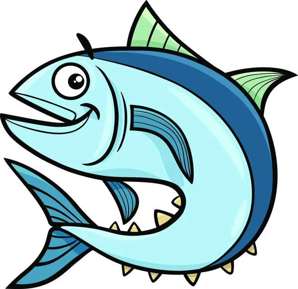 Tecknad Illustration Tonfisk Fisk Havet Liv Djur Karaktär — Stock vektor