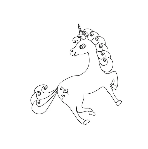 Kartun Unicorn Pada Latar Belakang Putih - Stok Vektor