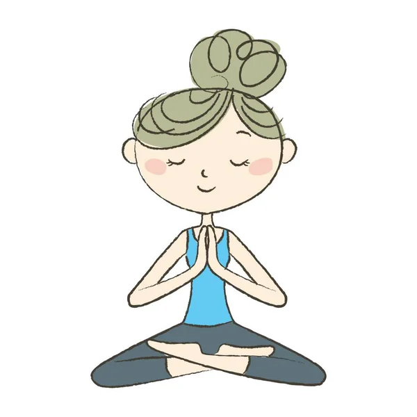 Cvičení Jógy Žena Meditující Lehké Póze — Stockový vektor