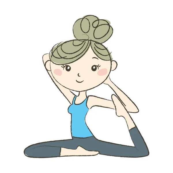 Ejercicio Yoga Una Mujer Pose Paloma — Vector de stock
