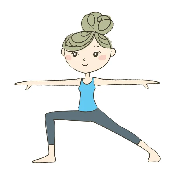 Ejercicio Yoga Una Mujer Pose Guerrera — Vector de stock