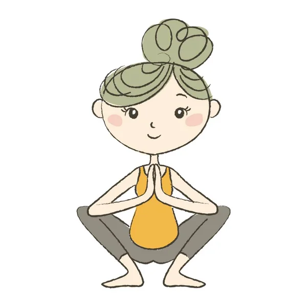 Yoga Prenatal Una Mujer Embarazada Postura Sentadilla — Vector de stock