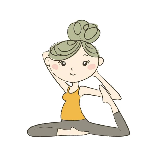 Pränatales Yoga Eine Schwangere Frau Taubenpose — Stockvektor