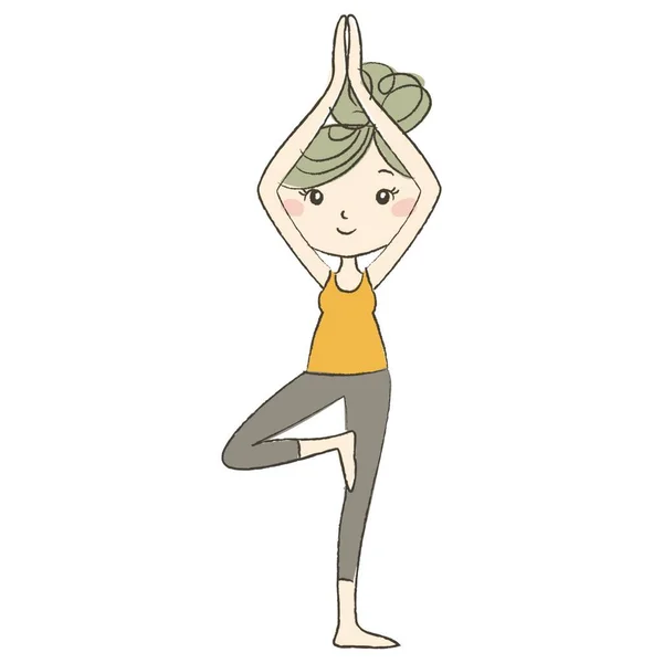 Prenatale Yoga Een Zwangere Vrouw Boom Poseren — Stockvector