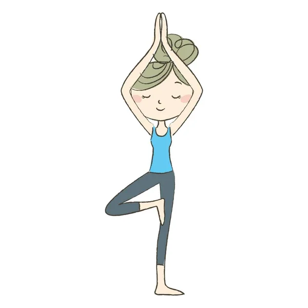 Yoga Oefening Een Vrouw Boom Poseren — Stockvector