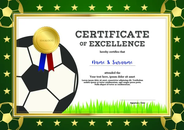 Certificaat Van Deelname Sjabloon Sport Thema — Stockvector