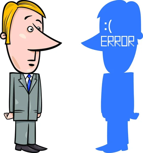 Koncept Cartoon Illustration Businessman Blue Screen Death Error — Stockový vektor