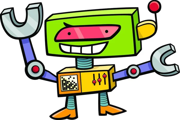 Cartoon Illustration Funny Robot Science Fiction Character — стоковый вектор