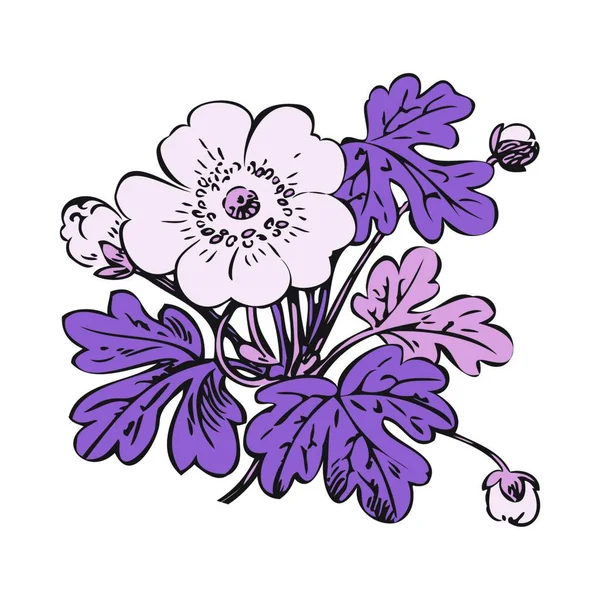 Cadre Rond Vectoriel Isolé Avec Des Fleurs Été Dans Style — Image vectorielle