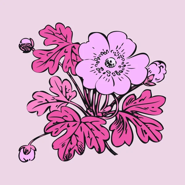 Marco Redondo Vectorial Aislado Con Flores Verano Estilo Vintage Tarjeta — Archivo Imágenes Vectoriales