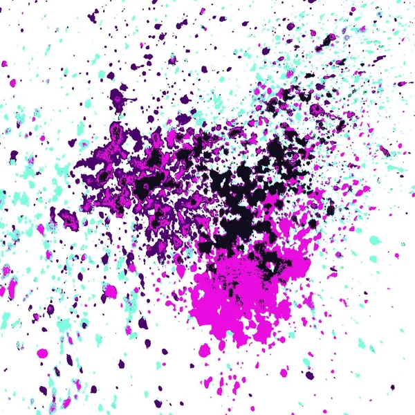 Colorato Vernice Acrilica Splatter Lucido Blob Sfondo Bianco Neon Incandescente — Vettoriale Stock