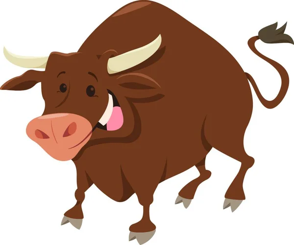 Dibujos Animados Ilustración Toro Lindo Granja Animal Carácter — Vector de stock