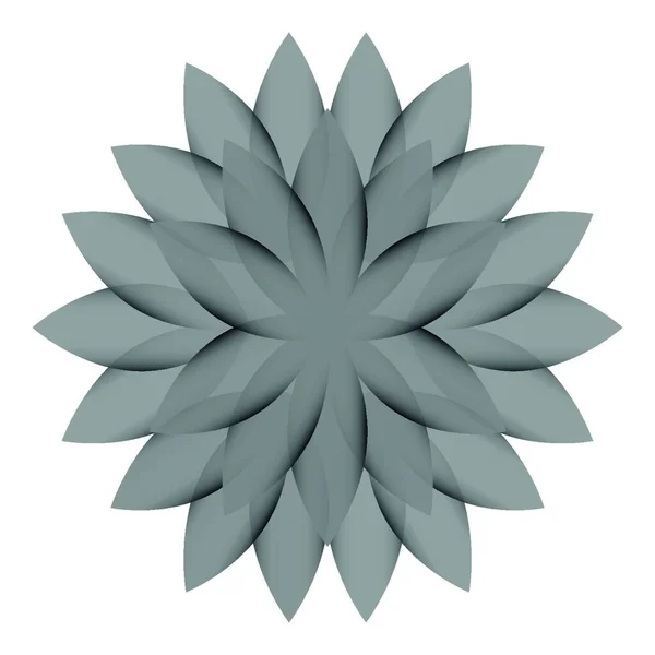 Šedý Květinový Lotus Bílém Pozadí Samostatný — Stockový vektor