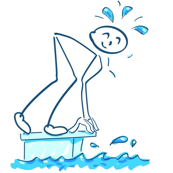 Plakfiguren Het Startblok Het Zwembad — Stockvector