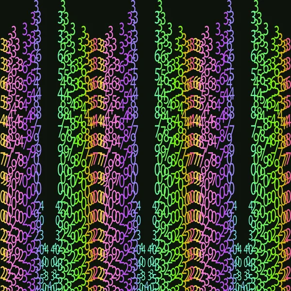 Konsep Matriks Pelangi Dan Latar Belakang Hijau Hitam Dengan Digit - Stok Vektor