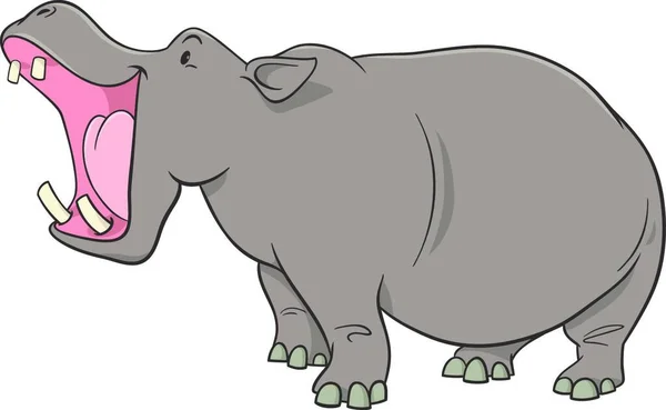 Ilustração Dos Desenhos Animados Hippopopotamus Wild Animal Character —  Vetores de Stock