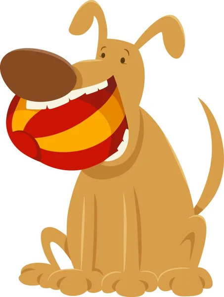 Cartoon Afbeelding Van Hond Dierlijke Karakter Met Bal — Stockvector