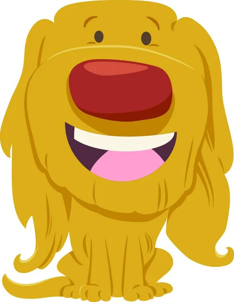 Cartoon Illustration Happy Hairy Dog Puppy Animal Character — Stock Vector