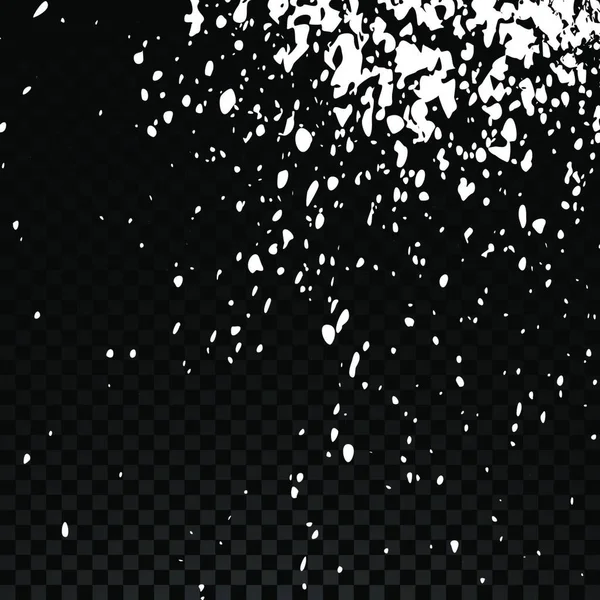 压克力白色爆炸油漆飞溅 小水滴 灰色的透明背景上孤立的点 喷雾污渍抽象背景 艺术矢量图 粒状抽象假日图 — 图库矢量图片