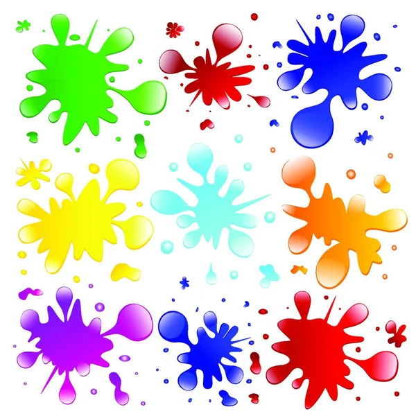 Color Blots White Background Set Colored Splashes — Stock Vector