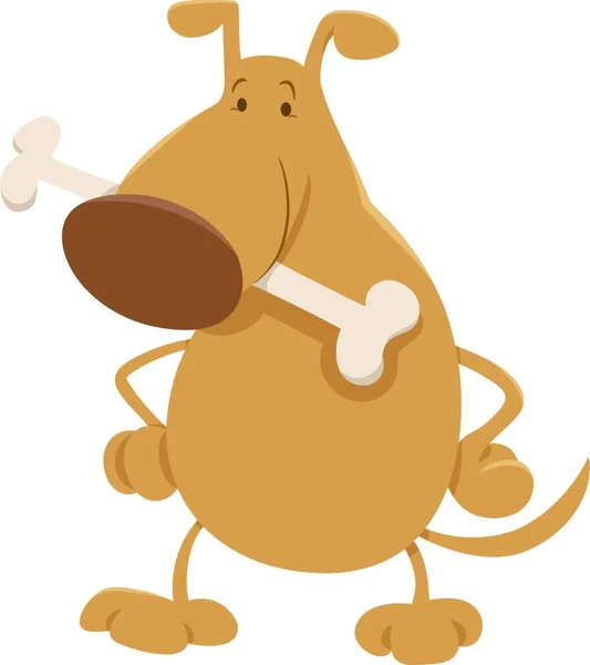Ilustración Dibujos Animados Happy Dog Animal Character Con Hueso Perro — Archivo Imágenes Vectoriales