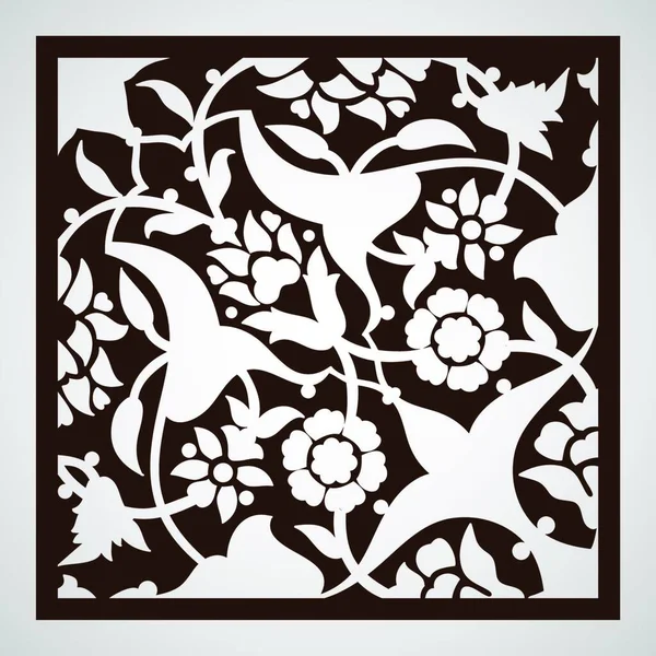 Láser Corte Floral Arabesco Ornamento Patrón Vector Plantilla Corte Invitación — Archivo Imágenes Vectoriales