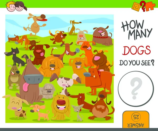 Καρτούν Εικονογράφηση Καταμέτρηση Εκπαιδευτική Δραστηριότητα Για Παιδιά Χαριτωμένα Σκυλιά Χαρακτήρες — Διανυσματικό Αρχείο