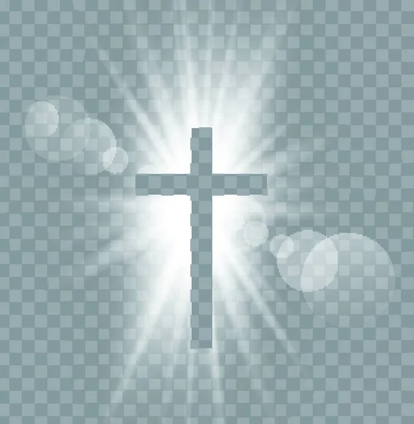 Religiöse Drei Kreuze Mit Sonnenstrahlen Transparentem Hintergrund — Stockvektor