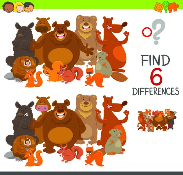 Desenhos Animados Ilustração Manchar Diferenças Jogo Educativo Para Crianças Com — Vetor de Stock