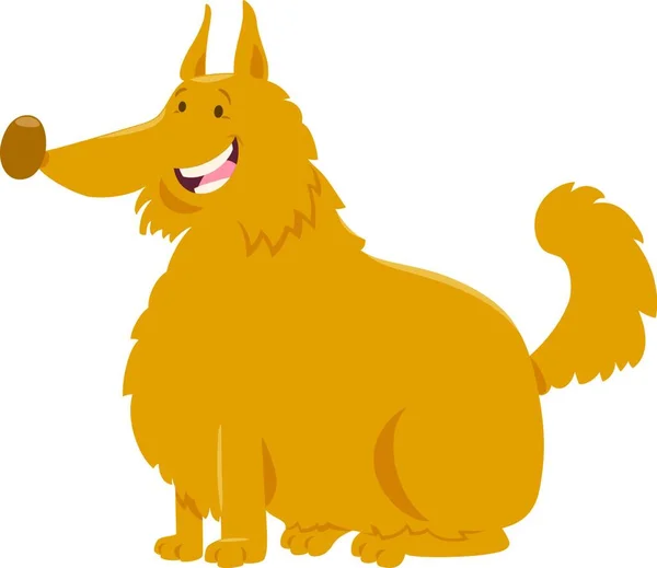 黄色の毛むくじゃらの犬動物キャラクターの漫画イラスト — ストックベクタ