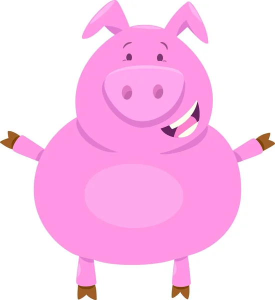 Tecknad Illustration Happy Pig Farm Animal Character — Stock vektor