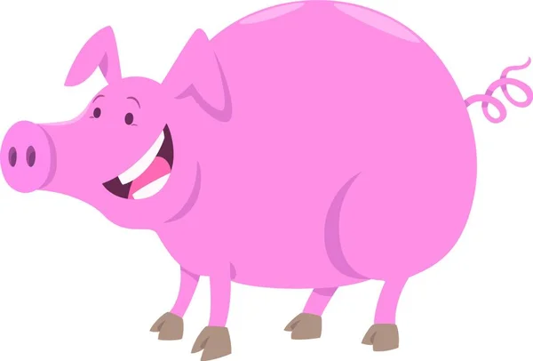 有趣的猪饲养场动物特征的卡通图解 — 图库矢量图片